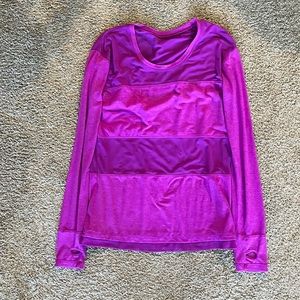 Oiselle Drop Top Mesh Long Sleeve shirt Size M, Color Electric Orchid